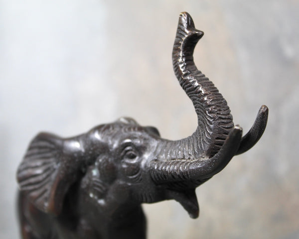 Antique Bronze Elephant Sculpture | Lucky Bronze Elephant | Trunk Up Elephant | Bixley Shop