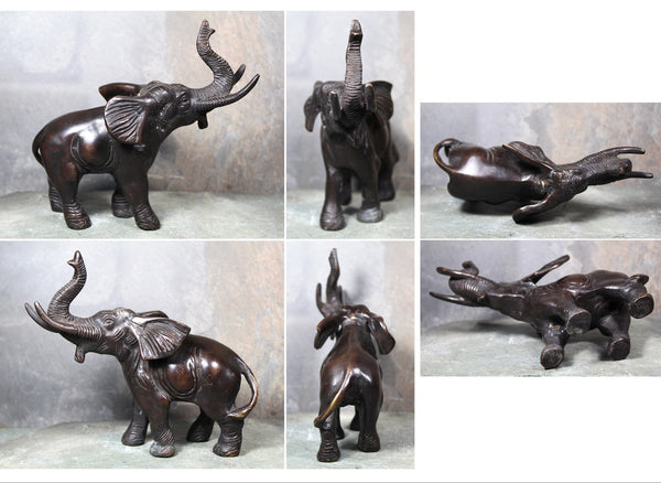 Antique Bronze Elephant Sculpture | Lucky Bronze Elephant | Trunk Up Elephant | Bixley Shop