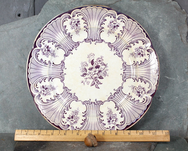 RARE Antique Buccleuch Purple Scalloped Dinner Plate | Transferware circa 1845 | Bixley Shop | English Porcelain | Scottish Porcelain