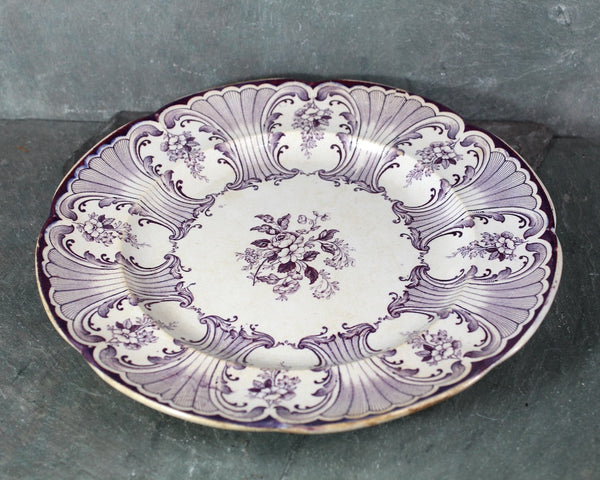 RARE Antique Buccleuch Purple Scalloped Dinner Plate | Transferware circa 1845 | Bixley Shop | English Porcelain | Scottish Porcelain