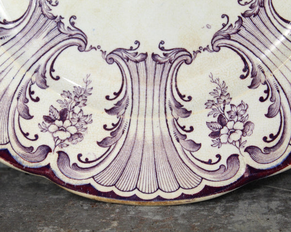 RARE Antique Buccleuch Purple Scalloped Dinner Plate | Transferware circa 1845 | Bixley Shop | English Porcelain | Scottish Porcelain