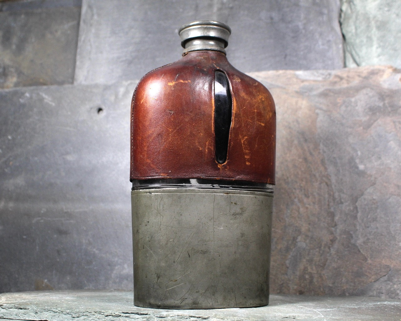 RARE! Civil War Antique Olry & Co Flask with Leather and Metal | 1860s Civil War Flasks | Your Choice | Bixley Shop