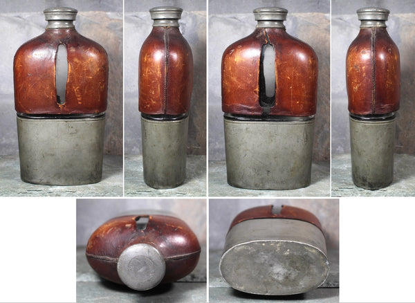 RARE! Civil War Antique Olry & Co Flask with Leather and Metal | 1860s Civil War Flasks | Your Choice | Bixley Shop