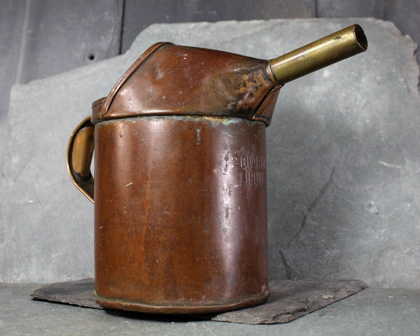 RARE Antique Copper Two Quart Jenney Oil Can | Vintage Metal 2 Liquid Quart | 1920s Rustic Oil Can | Bixley Shop