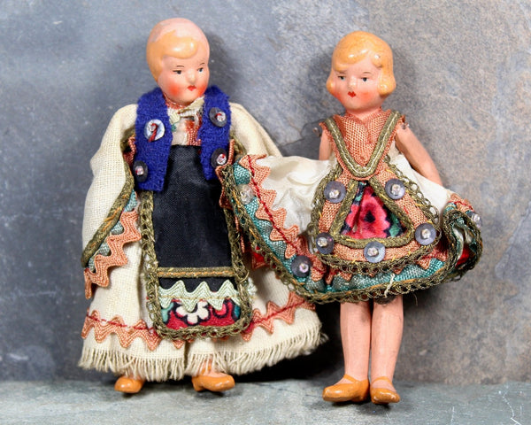 Antique International Costume Dolls | Set of 2 | Antique Dolls - Miniature | Bixley Shop