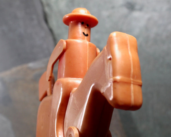 Antique Plastic Cowboy Toy | Weighted Wire with Plastic Horse and Rider | Unusual Toy | Bixley Shop