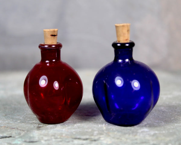RARE! Collection of 10 Antique Blown Glass Miniature Bottles with Cork Stoppers | Fine Glass Miniature Bottles | Bixley Shop