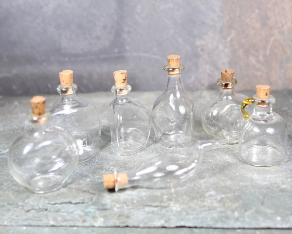 RARE! Collection of 10 Antique Blown Glass Miniature Bottles with Cork Stoppers | Fine Glass Miniature Bottles | Bixley Shop