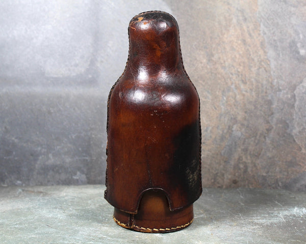 Antique Leather Sheathed Apothecary Bottle with Glass Stopper | Leather Covered Bottle | Glass Stopper Bottle | Bixley Shop