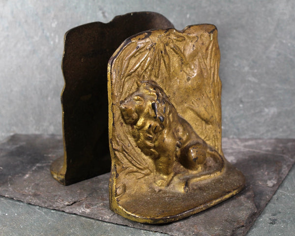 Set of 2 Cast Metal Lion Bookends | Antique Lion Bookends | Bixley Shop