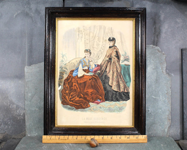 Antique Lithograph Victorian Ladies by Adele-Anais Toudouze, for La Mode Illustrée | Signed and Framed Under Glass | Bixley Shop