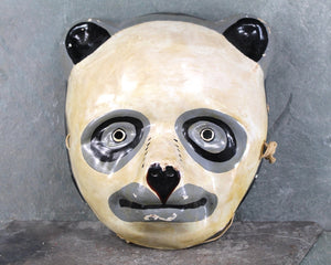 RARE! Antique Paper Mache Panda Mask | Stunning Panda Mask | Vintage Halloween | Bixley Shop