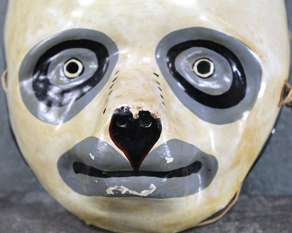 RARE! Antique Paper Mache Panda Mask | Stunning Panda Mask | Vintage Halloween | Bixley Shop