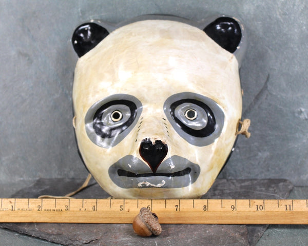 RARE! Antique Paper Mache Panda Mask | Stunning Panda Mask | Vintage Halloween | Bixley Shop