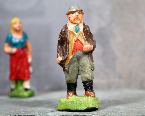 RARE! 1920s Antique Papier Mache Figurines | Antique Train Set Figures | Bixley Shop