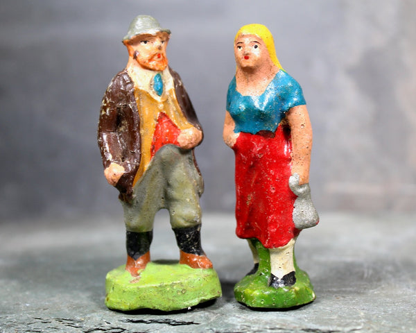 RARE! 1920s Antique Papier Mache Figurines | Antique Train Set Figures | Bixley Shop