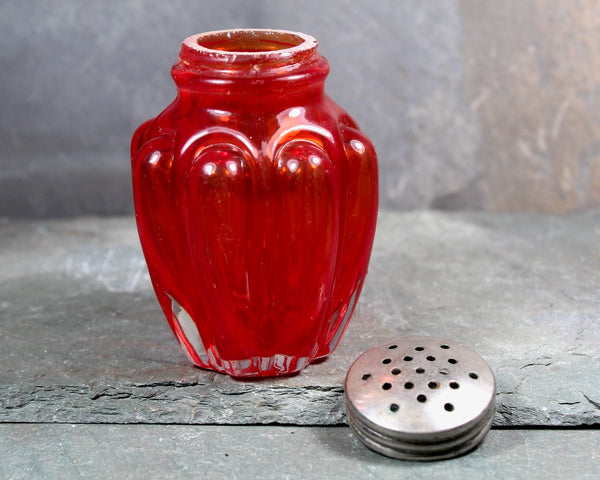 Antique Pigeon Blood Bulging Loops Salt Shaker | Consolidated Glass Company Pigeon Blood Glass Shaker | Vintage Kitchen | Bixley Shop