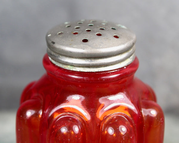 Antique Pigeon Blood Bulging Loops Salt Shaker | Consolidated Glass Company Pigeon Blood Glass Shaker | Vintage Kitchen | Bixley Shop