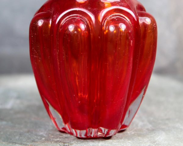 Antique Pigeon Blood Bulging Loops Salt Shaker | Consolidated Glass Company Pigeon Blood Glass Shaker | Vintage Kitchen | Bixley Shop