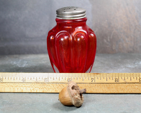 Antique Pigeon Blood Bulging Loops Salt Shaker | Consolidated Glass Company Pigeon Blood Glass Shaker | Vintage Kitchen | Bixley Shop