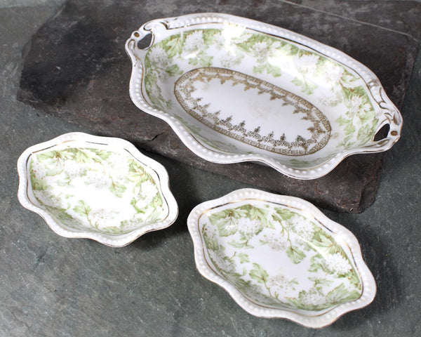 Antique CS Prussia Porcelain Trinket Dish Set | Prussian Fine China | Set of 3 | Bixley Shop