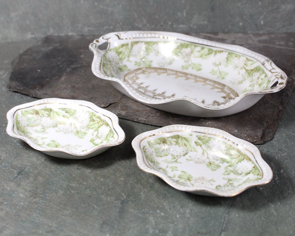 Antique CS Prussia Porcelain Trinket Dish Set | Prussian Fine China | Set of 3 | Bixley Shop