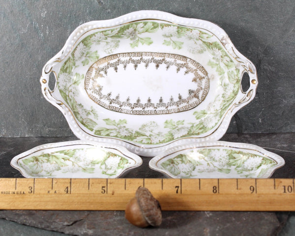 Antique CS Prussia Porcelain Trinket Dish Set | Prussian Fine China | Set of 3 | Bixley Shop