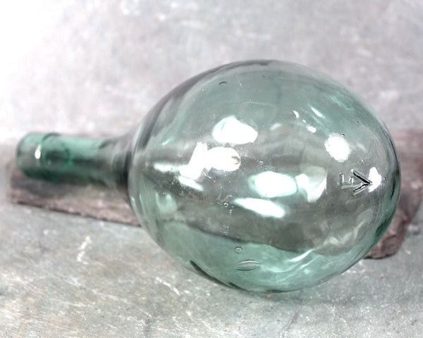 Antique Round Bottom Bottle |  Green Glass with Bubbles | Antique Bottle | Bixley Shop