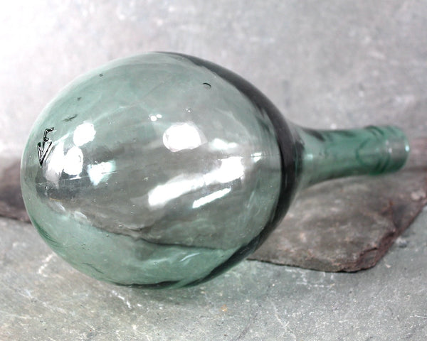 Antique Round Bottom Bottle |  Green Glass with Bubbles | Antique Bottle | Bixley Shop