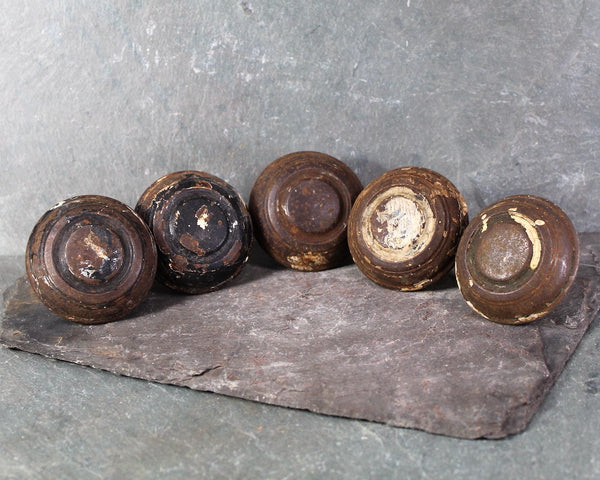 Set of 5 Salvaged Georgian Door Knobs | Matching Metal Knobs with 1/4" Square Connector | In Need of Restoration | Bixley Shop