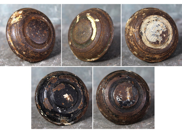 Set of 5 Salvaged Georgian Door Knobs | Matching Metal Knobs with 1/4" Square Connector | In Need of Restoration | Bixley Shop