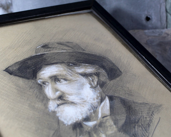 E.A. Wuillenmier Signed Drawing | Antique Pencil and Pastel Signed Original Art | | 8 3/4" x 10 3/4" Framed Under Glass | Bixley Shop