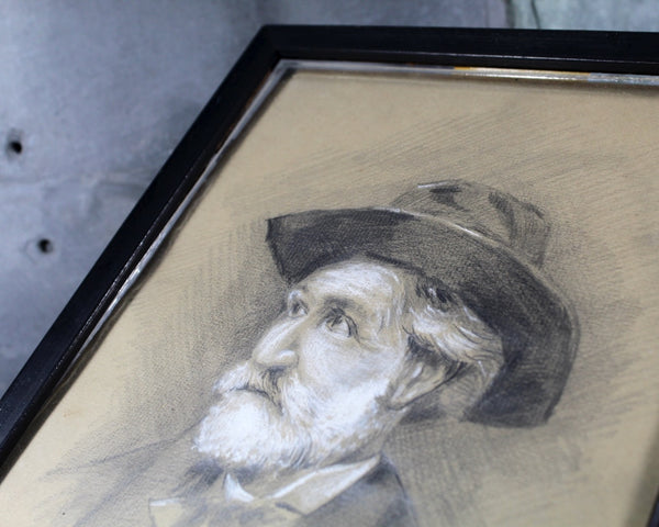 E.A. Wuillenmier Signed Drawing | Antique Pencil and Pastel Signed Original Art | | 8 3/4" x 10 3/4" Framed Under Glass | Bixley Shop