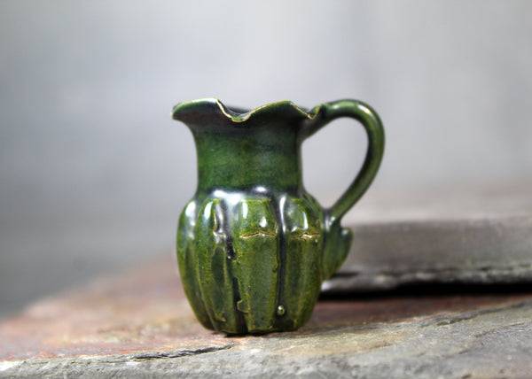 RARE! Antique Dollhouse Pottery Pitchers Set of 5 | Hand Thrown Collection of Miniature Pitchers Hand Glazed | Bixley Shop