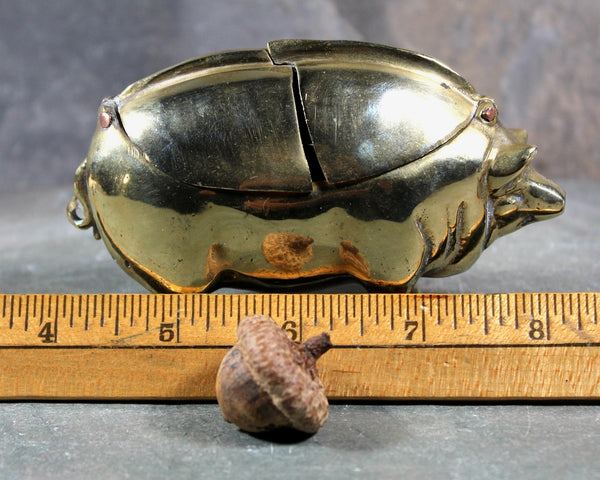 RARE! Arthur Court Design 1974 Figural Hinged Brass Pig Pin Cushion | Brass Trinket Box | Bixley Shop