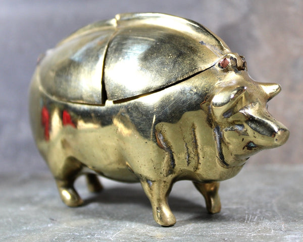 RARE! Arthur Court Design 1974 Figural Hinged Brass Pig Pin Cushion | Brass Trinket Box | Bixley Shop