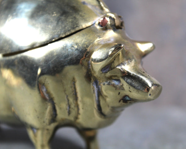 RARE! Arthur Court Design 1974 Figural Hinged Brass Pig Pin Cushion | Brass Trinket Box | Bixley Shop