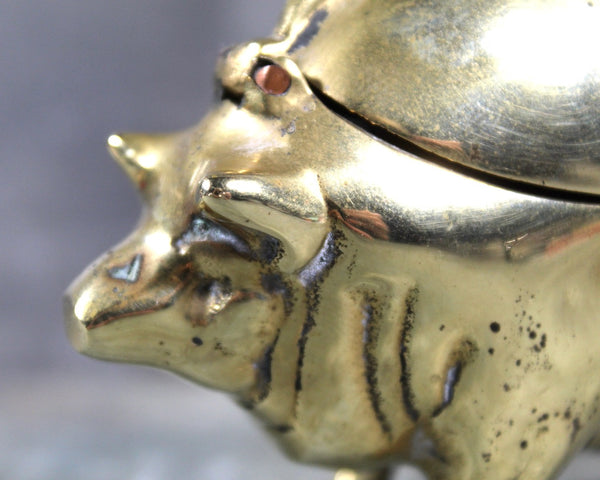 RARE! Arthur Court Design 1974 Figural Hinged Brass Pig Pin Cushion | Brass Trinket Box | Bixley Shop