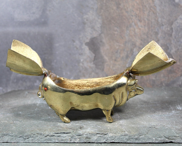 RARE! Arthur Court Design 1974 Figural Hinged Brass Pig Pin Cushion | Brass Trinket Box | Bixley Shop