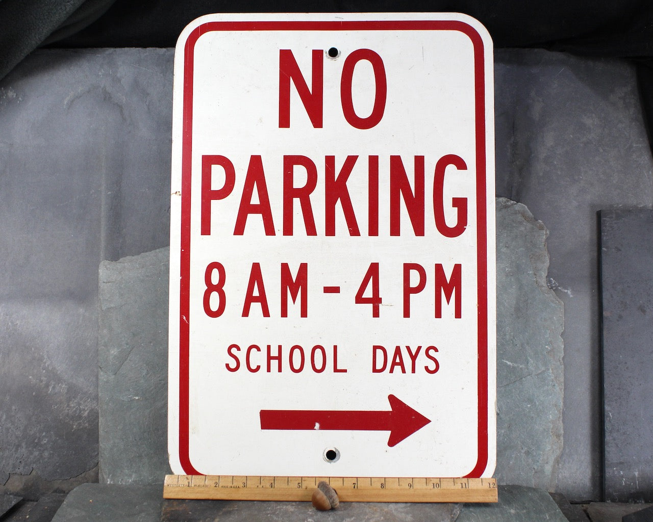 希少 Fire-King STOP NO PARKING 標識マグ ヴィンテージ Vintage Metal No Parking Sign | No Parking 8am-4pm School Days