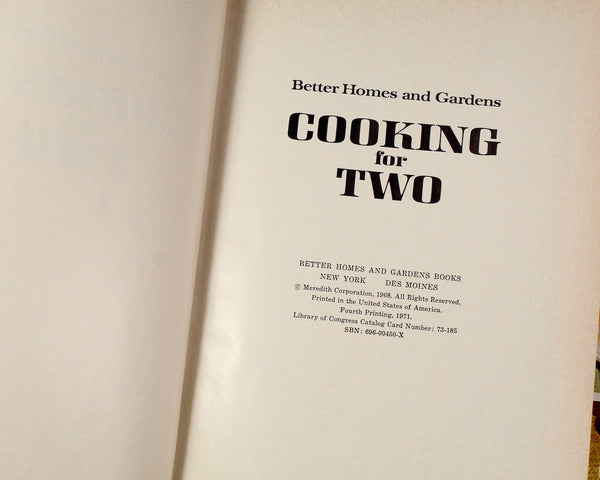 Better Homes & Gardens Cooking for Two Cook Book, 1971 Vintage Cookbook | Mid-Century Cookbook | Bixley Shop