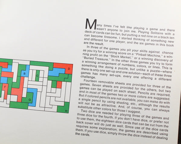 Beyond Solitaire by Sid Sackson | 1976 Puzzle Book | Six One-Player Games