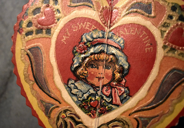 1920s Honeycomb Valentine | Accordion Fold Out Valentine Card | Used Valentine | Vintage Valentines | Bixley Shop