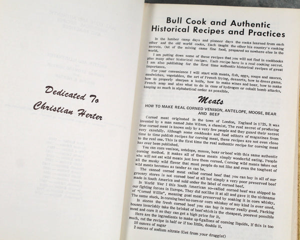 Bull Cook and Authentic Historical Recipes and Practices by George Leonard Herter & Berthe E Herter | 1970 Pioneer Cookbook | Bixley Shop