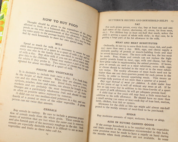 The Butterick Book of Recipes & Household Helps by the Butterick Publishing Company | 1927 Vintage Home Economics Cookbook and Textbook