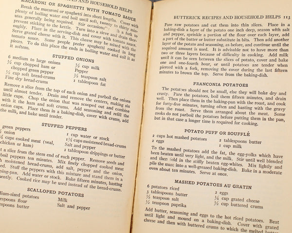 The Butterick Book of Recipes & Household Helps by the Butterick Publishing Company | 1927 Vintage Home Economics Cookbook and Textbook