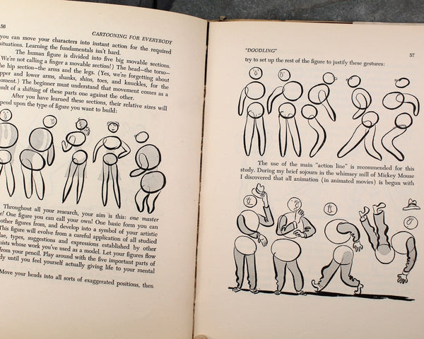 Cartooning for Everybody Written & Illustrated by Lawrence Lariar | 1941 Cartoon Instruction Book | Bixley Shop