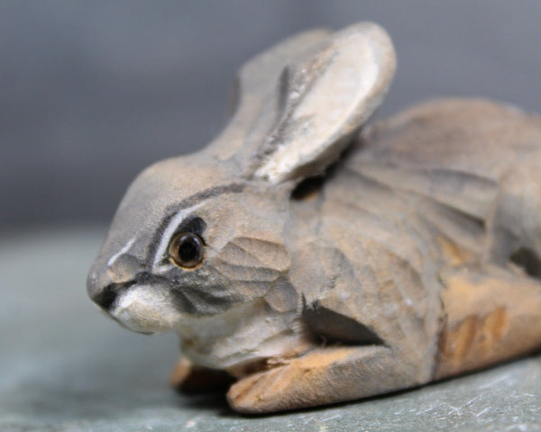 FOR BUNNY LOVERS! Set of 2 Carved Wooden Bunnies | White & Gray Easter Bunny Figurines | Folk Art Bunnies | Bixley Shop