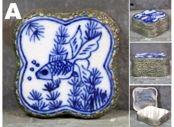 Chinese Shard Box You're Choice of Design | Trinket Box Made from Antique Chinese Porcelain | Hand Painted Blue & White Trinket Box