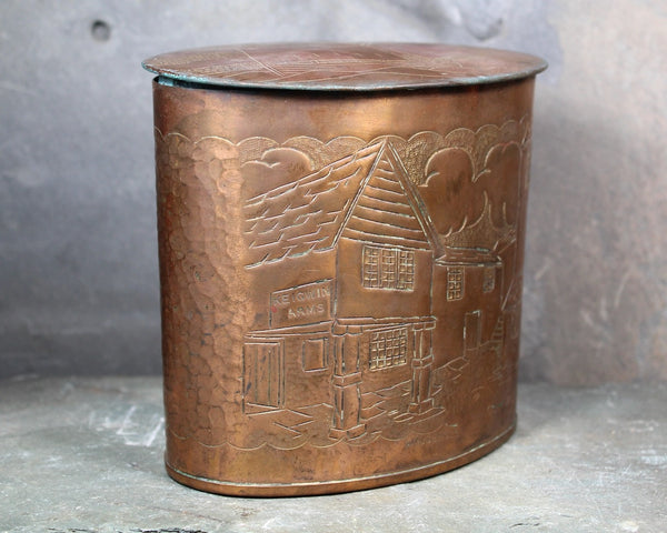 Arts & Crafts Newlyn Style Copper Tea Caddy | Early 19th Century Tea Caddy | Keigwig Arms Mousehole Pattern | Bixley Shop